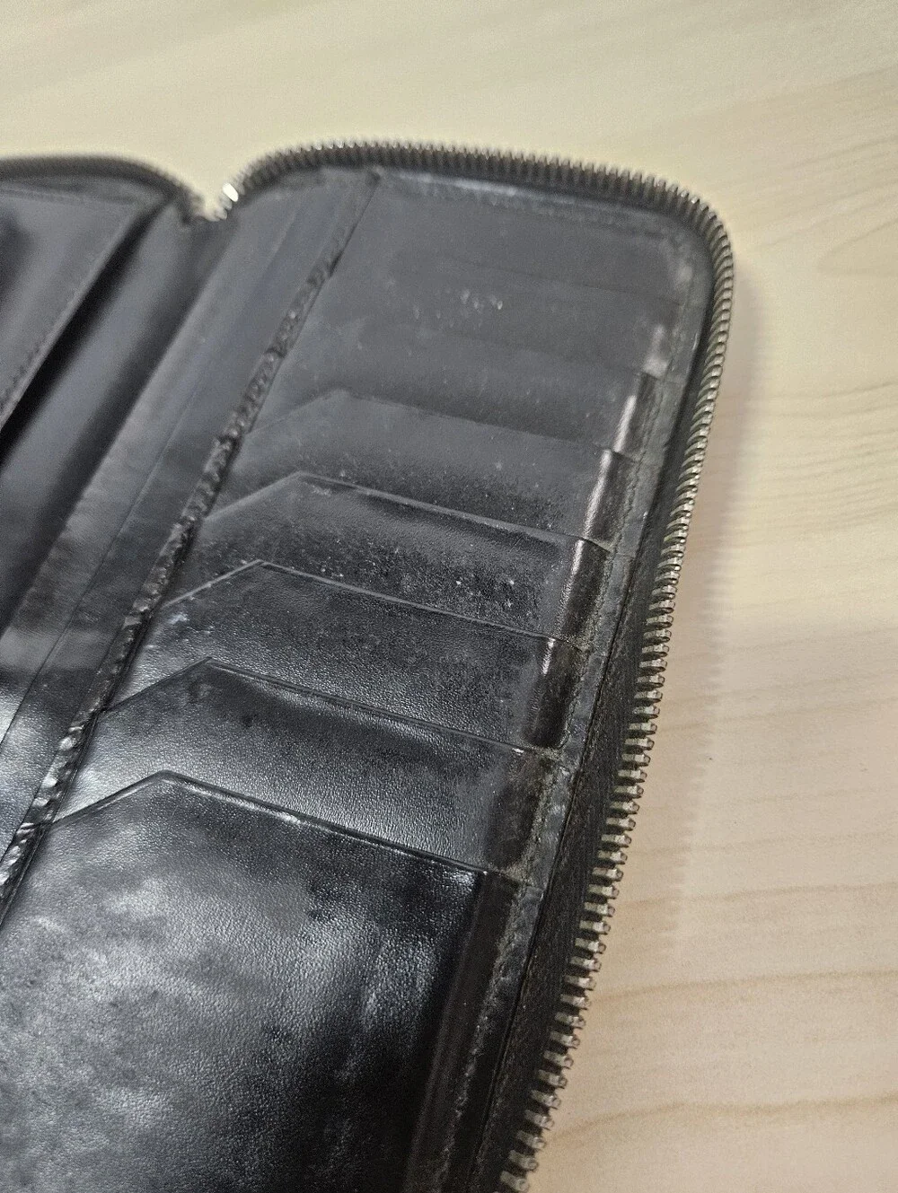 DOLCE & GABBANA Italian Leather Long Wallet Black Zippered Bifold